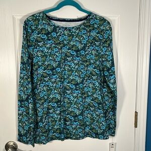 Talbots Blue Floral Long Sleeve Top
